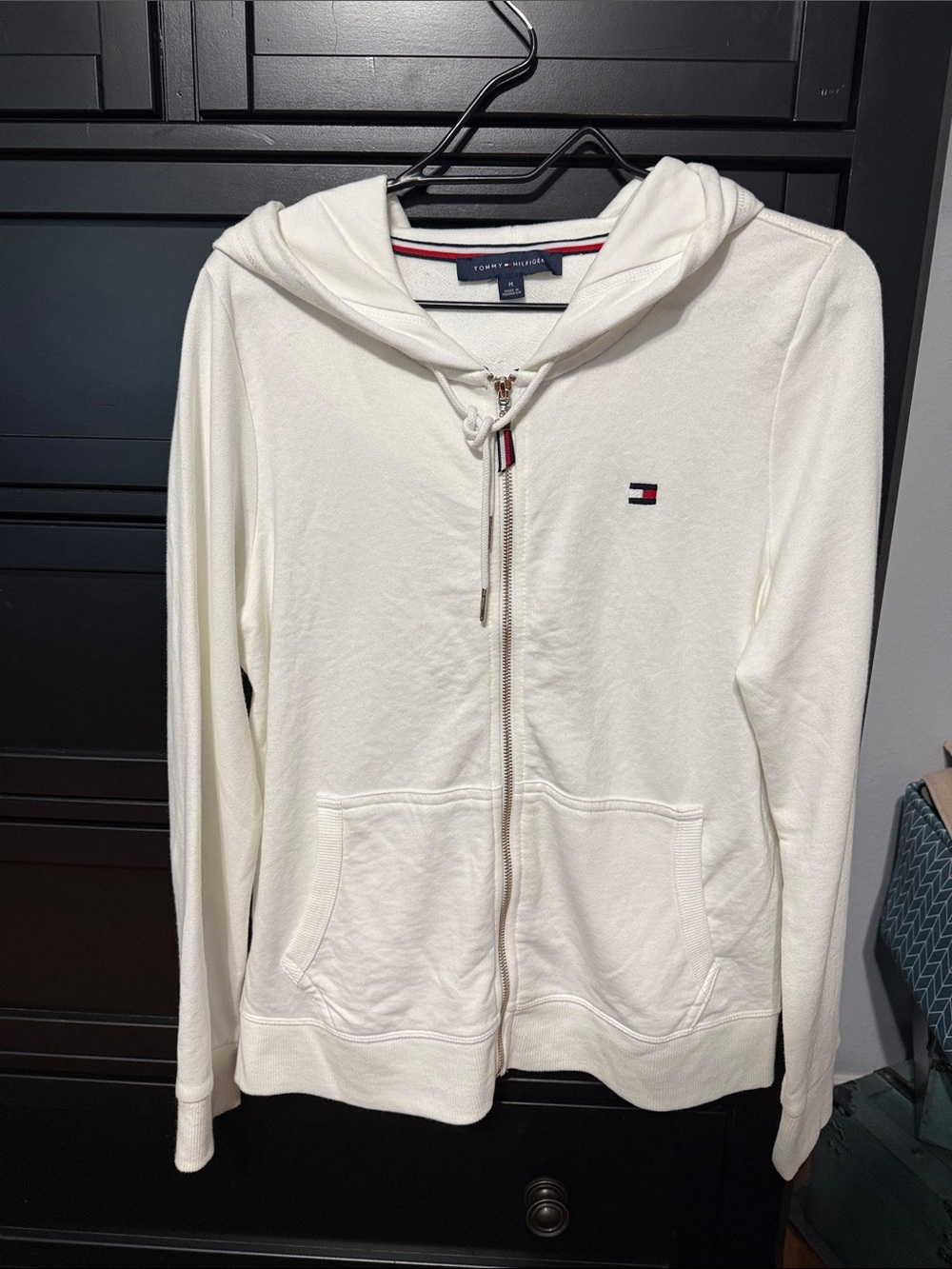 Tommy Hilfiger Women's Off-White Zip Hoodie with Logo